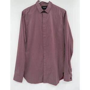 The Kooples Paris Mens Shirt Size S Slim Fit Tequila Dot Button Down Burgundy